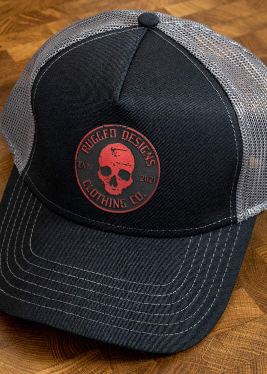 RDCC Distressed Logo Leatherette Patch - Black/Gray Trucker Hat