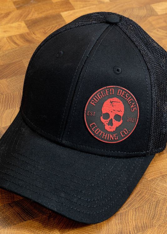 RDCC Distressed Logo Leatherette Patch - Black Flex Fit Hat