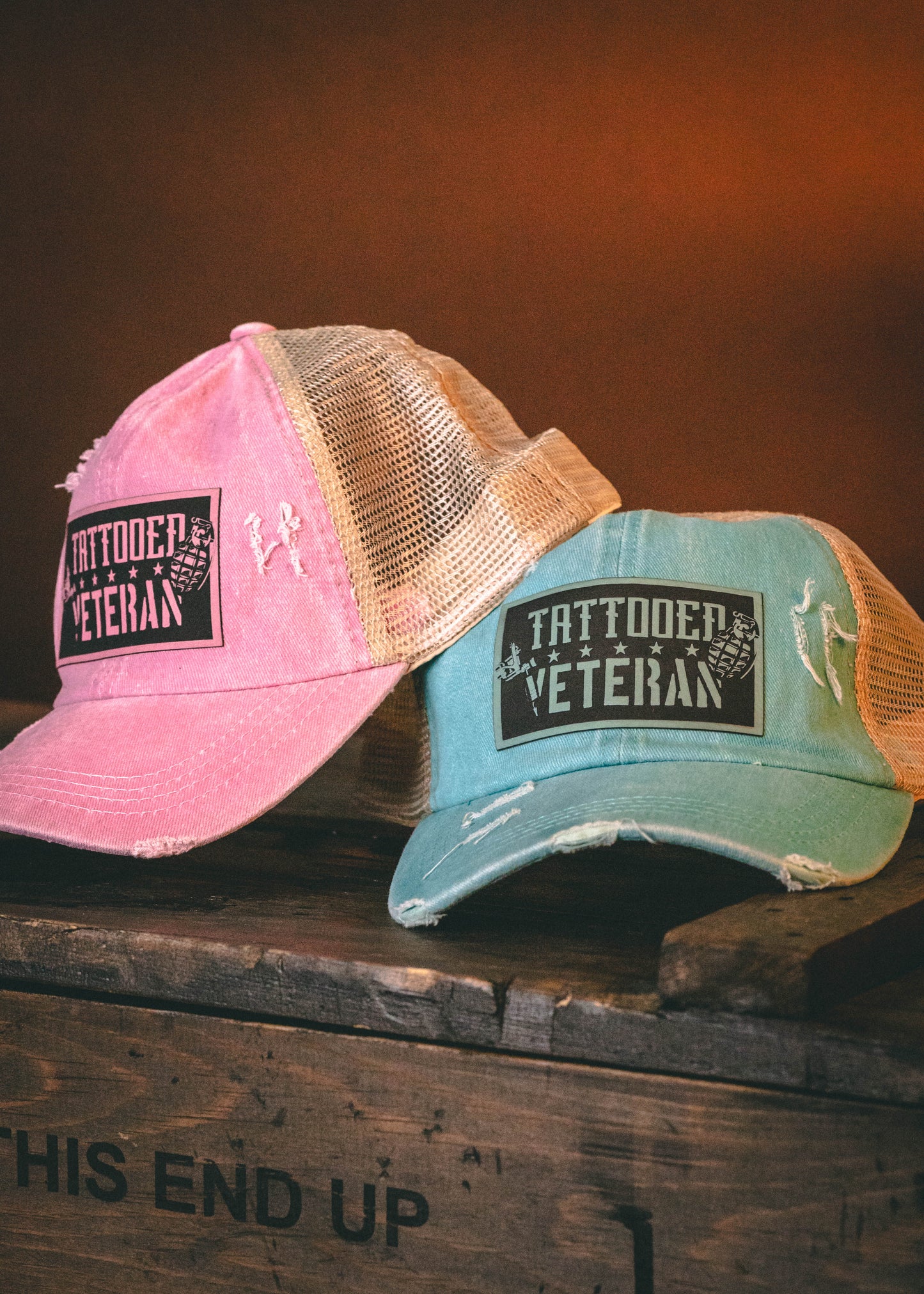 Tattooed Veteran - Pink Ponytail Slot Hat